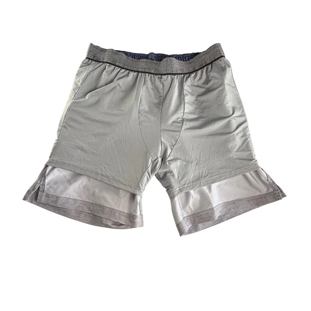 Hurley Mens‎ XL Board Shorts Striped Teal Grey Swim Trunks Mesh Liner Drawstring